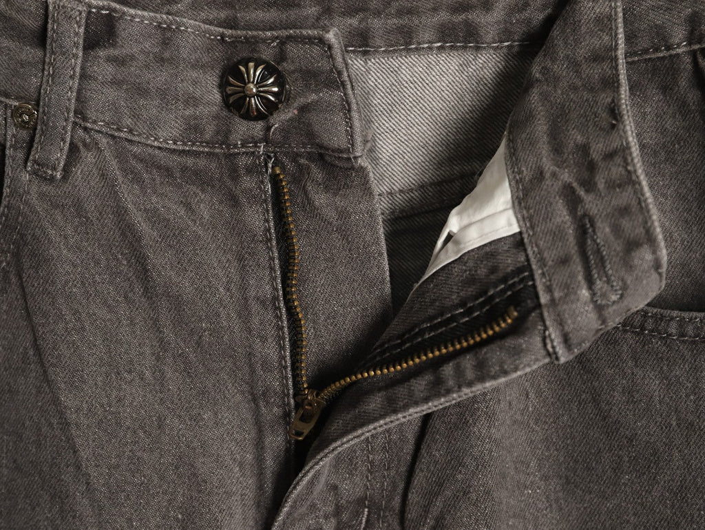 Chrome Hearts Cross-Motif Jeans with Back Lettering - Charcoal