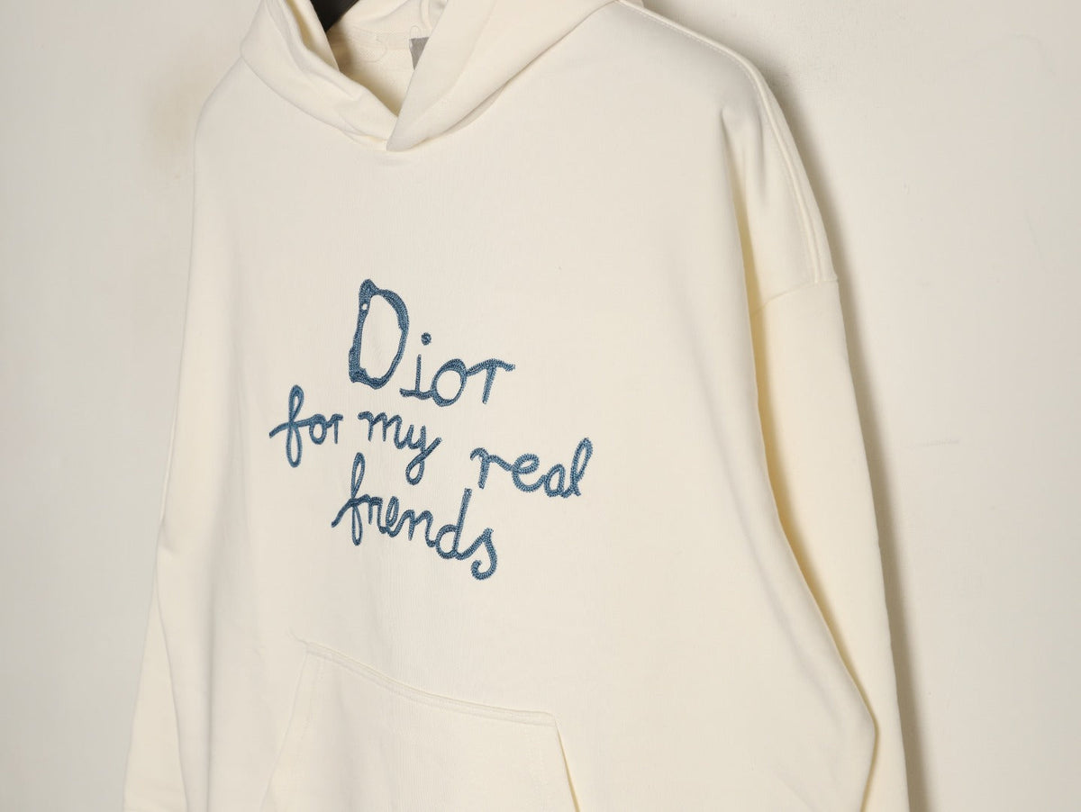 Dior “For My Real Friends” Slogan Hoodie - Cream