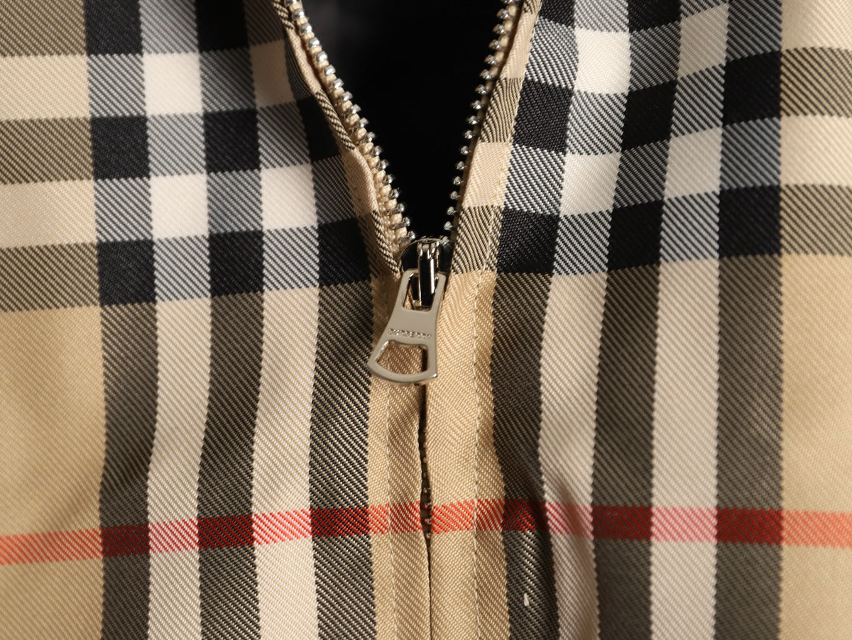 Burberry Check Stand-Collar Zip Jacket - Beige